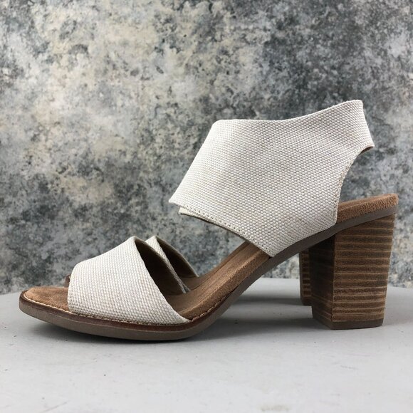 Toms Women's Size 8 Majorca Natural Cream Open Toe Cutout High Heel Sandals - Picture 6 of 15